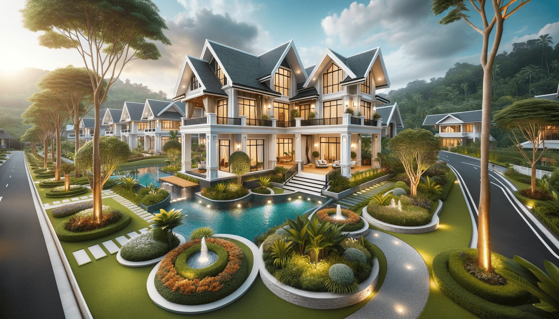 DALL·E 2023 10 19 15.49.08 Photo of a beautiful newly constructed home in Malaysia with a garden in the foreground